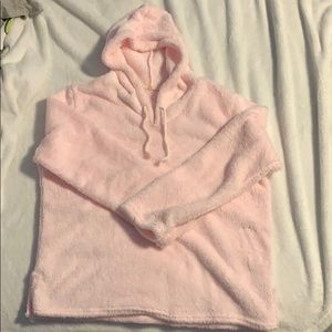 Plush Cropped Baby Pink Hoodie